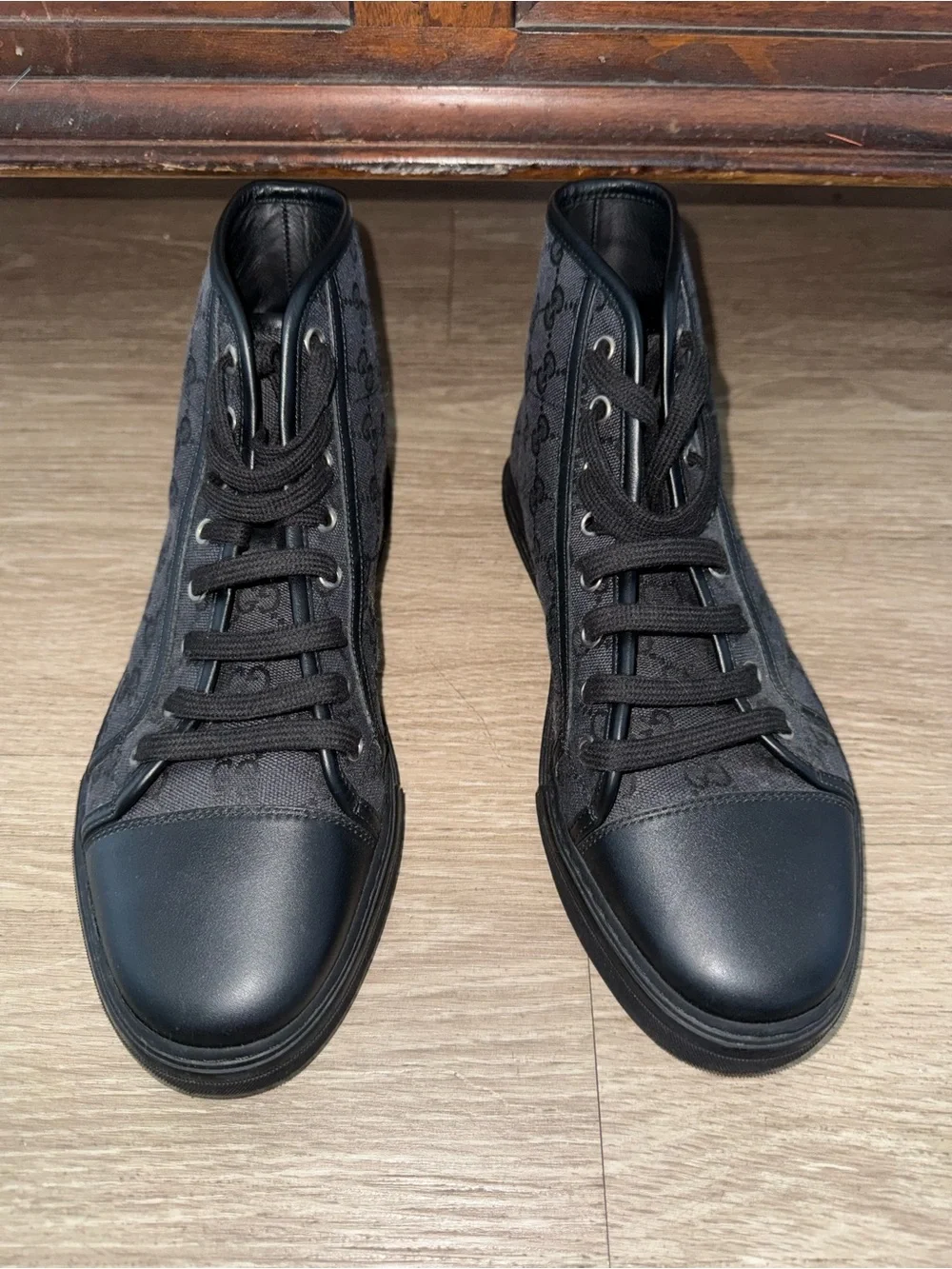 Gucci Black High-Top Logo Canvas Sneakers
